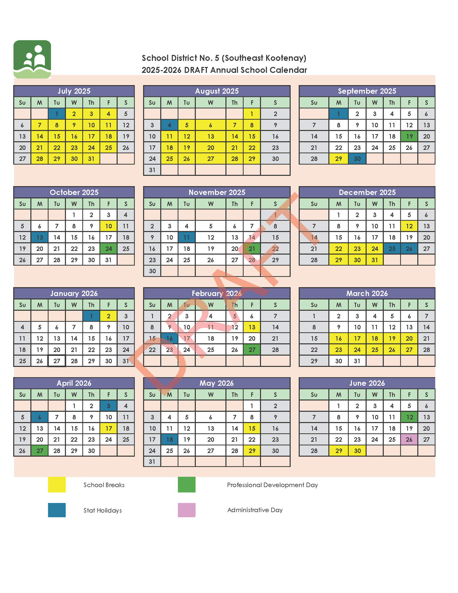 DRAFT 20252026 School Calendar